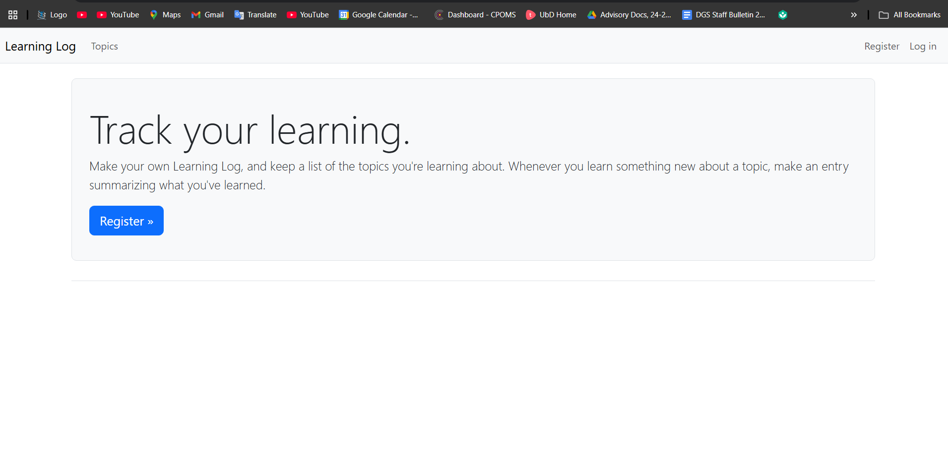 Learning Log Home Page
